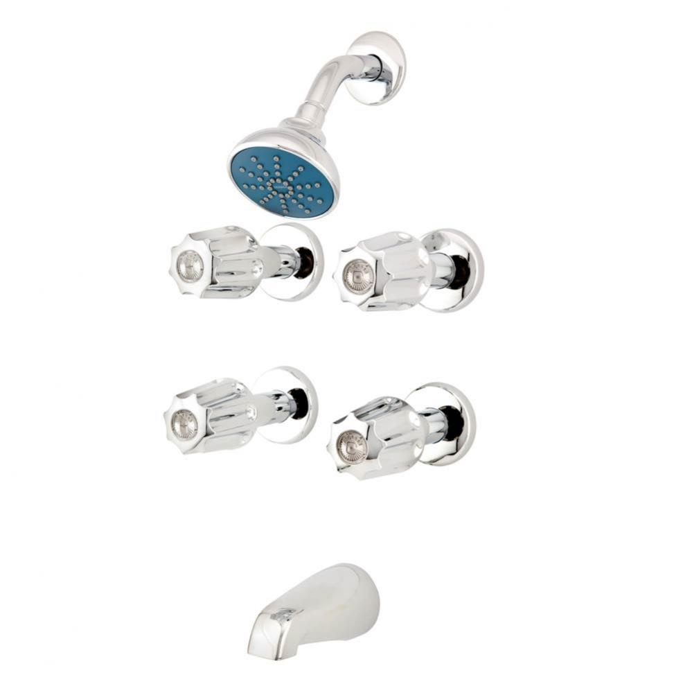 Gerber Classics Four Metal Fluted Handle Tub & Shower Fitting 1.75gpm Chrome
