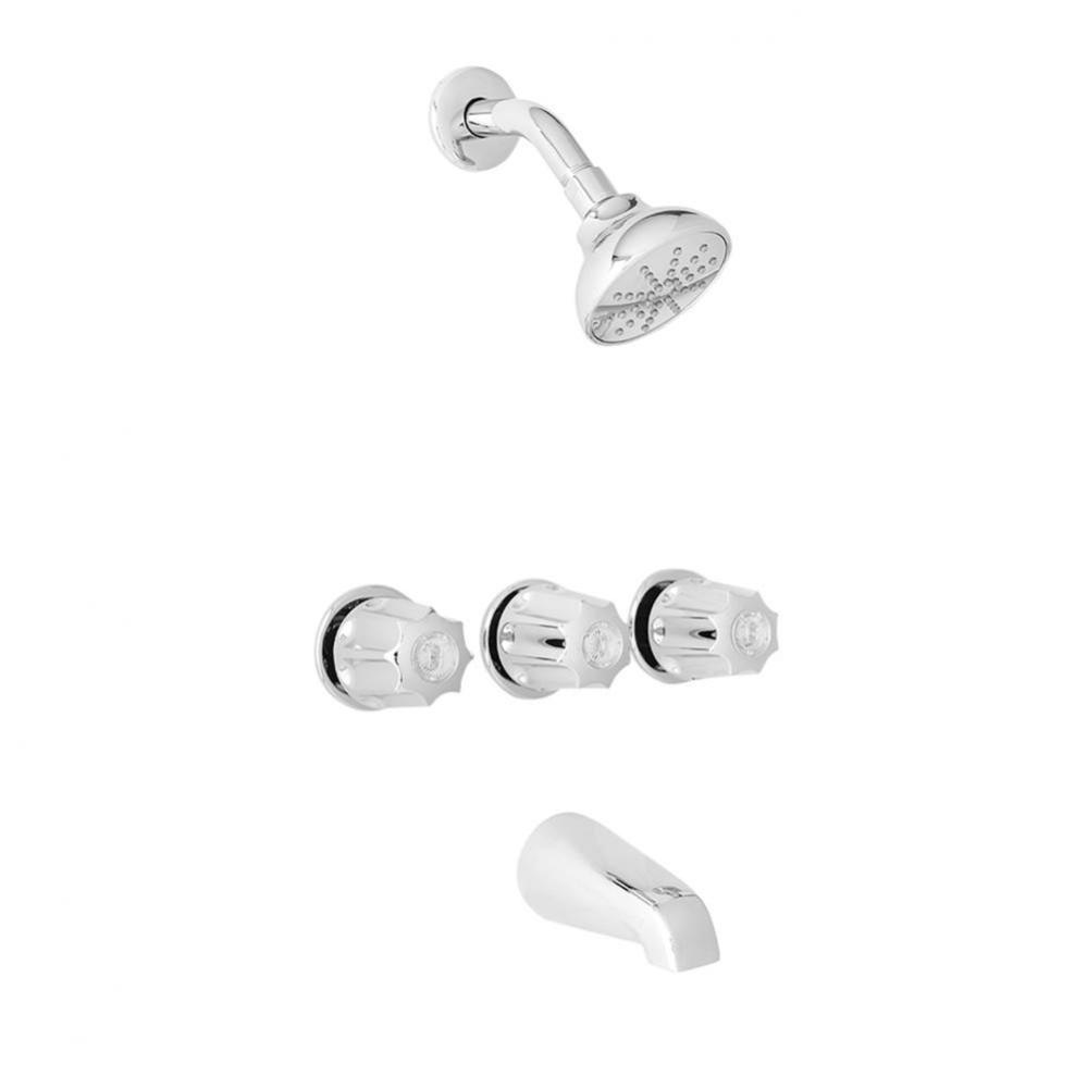Gerber Classics Three Metal Fluted Handle Threaded Escutcheon Tub & Shower Fitting with IPS/Sw