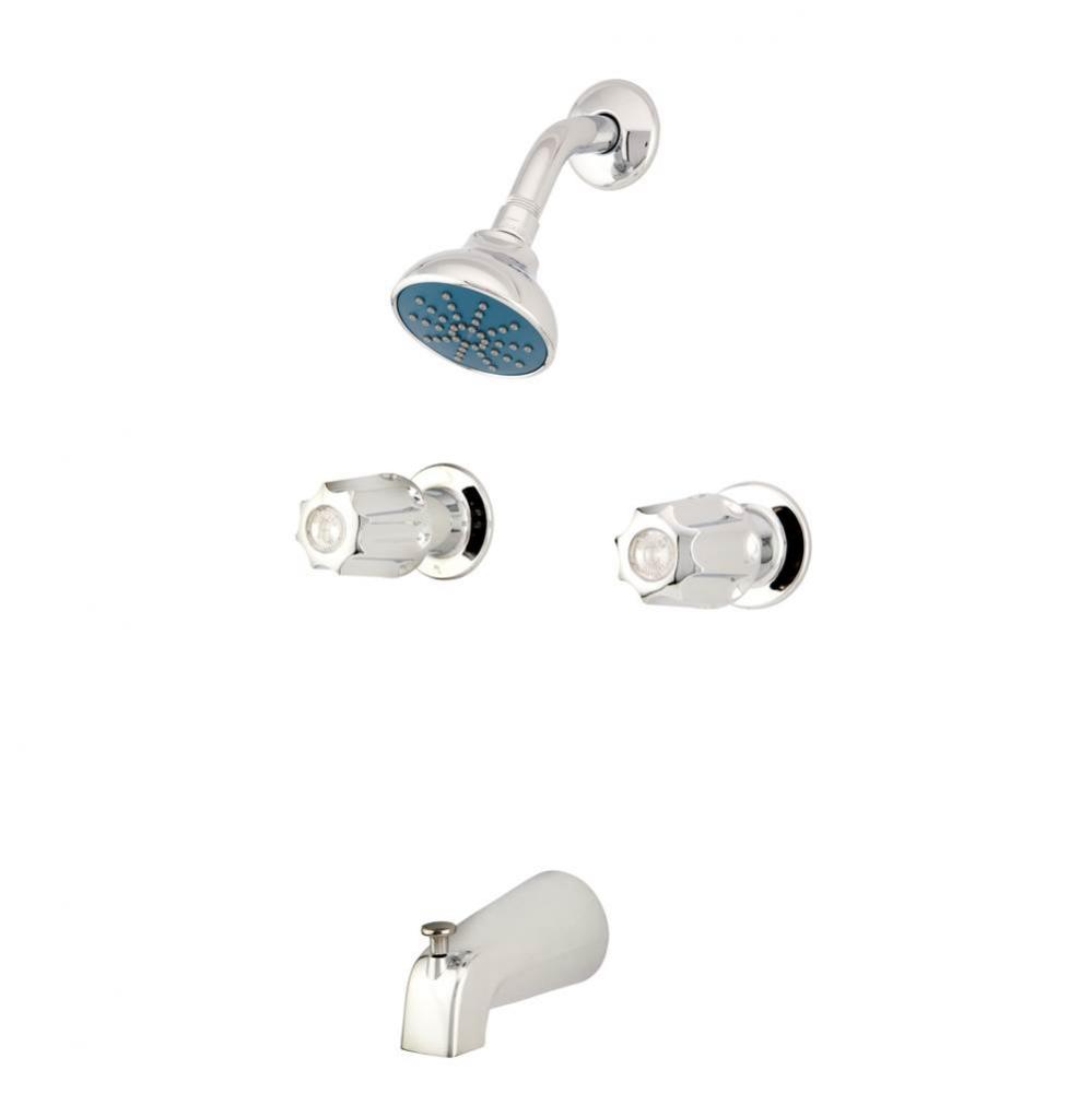 Gerber Classics Two Metal Fluted Handle Threaded Escutcheon Tub & Shower Fitting with IPS/Swea