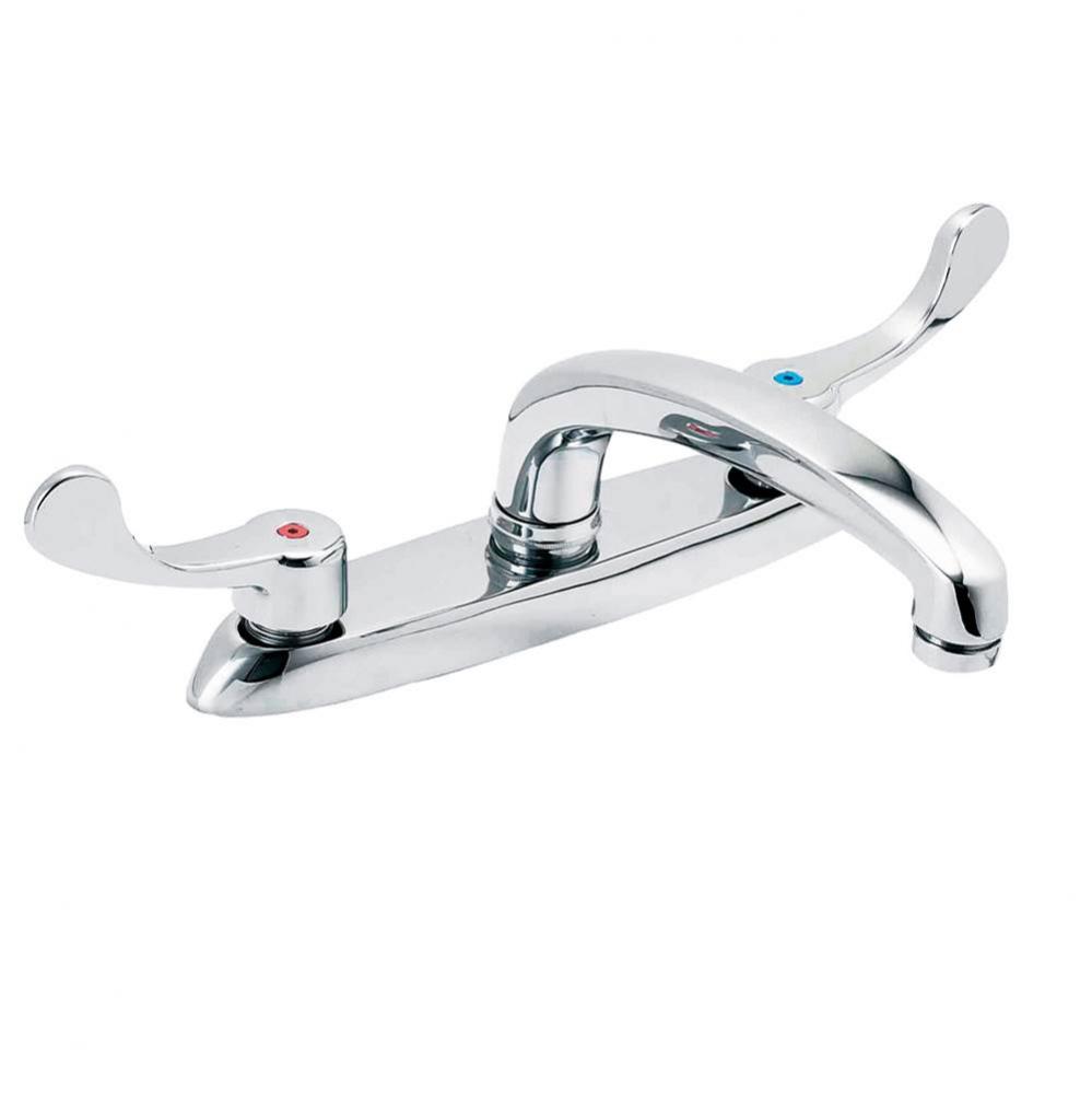 Commercial 2H Kitchen Faucet w/out Spray & w/ Wrist Blade Handles 1.75gpm Chrome