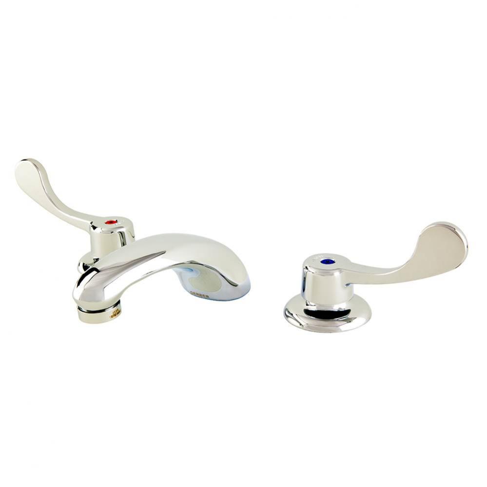 Commercial 2H Widespread Lavatory Faucet w/ Wrist Blade Handles Rigid Connections & Less Drain