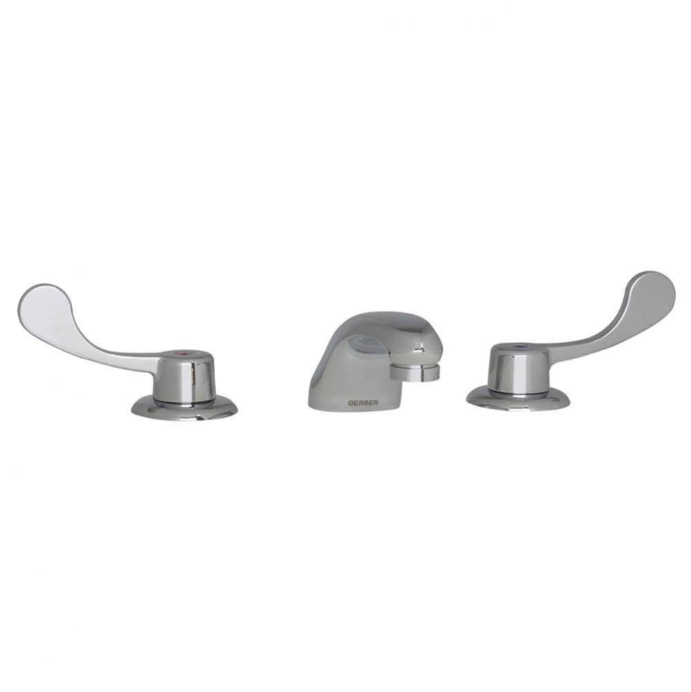 Commercial 2H Widespread Lavatory Faucet w/ Wrist Blade Handles Flex Connections & Less Drain