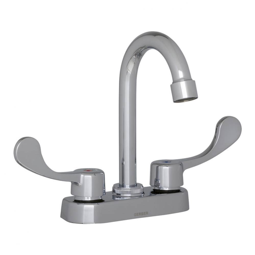 Commercial 2H Bar Faucet w/ Gooseneck Spout & Wrist Blade Handles 1.75gpm Chrome