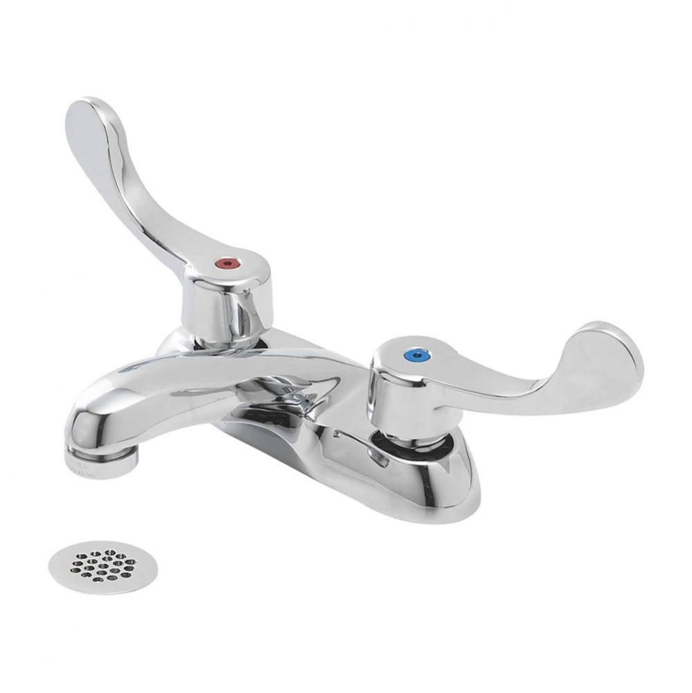 Commercial 2H Centerset Lavatory Faucet w/ Wrist Blade Handles & Grid Strainer 0.5gpm Chrome