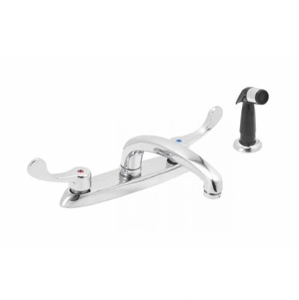 Commercial 2H Kitchen Faucet w/ Spray & Wrist Blade Handles 1.75gpm Aeration/2.2gpm Spray Chro