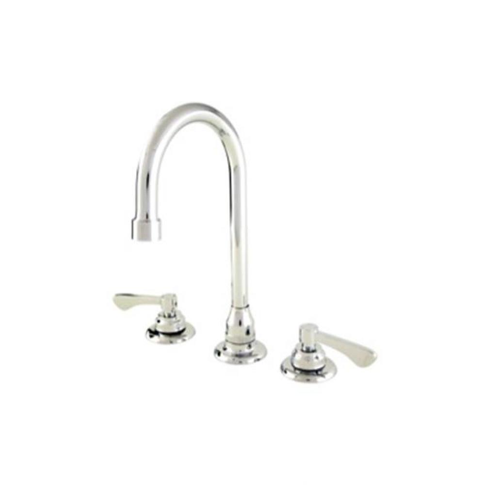 Commercial 2H Widespread Lavatory Faucet w/ Gooseneck Spout Flex Connections & Less Drain 0.5g