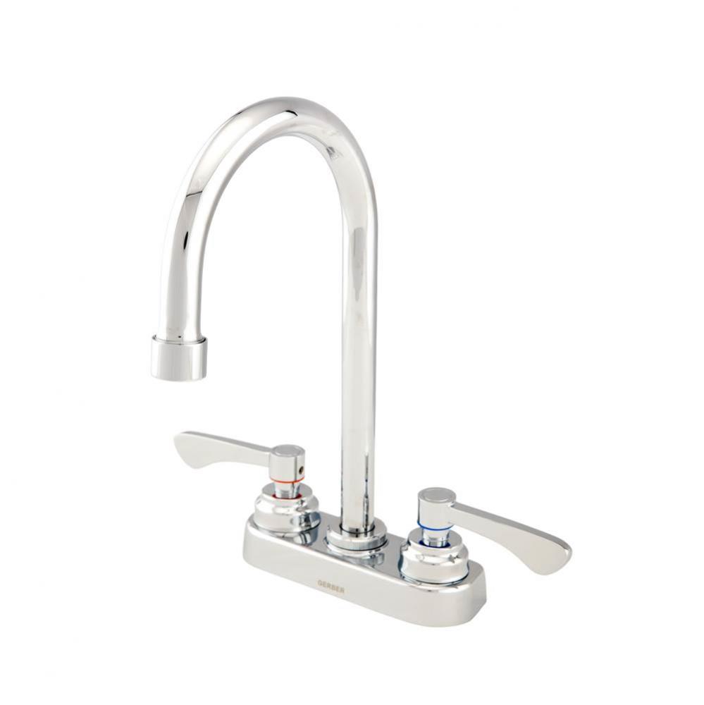 Commercial 2H Centerset Lavatory Faucet w/ Gooseneck Spout & Less Drain 0.5gpm Chrome