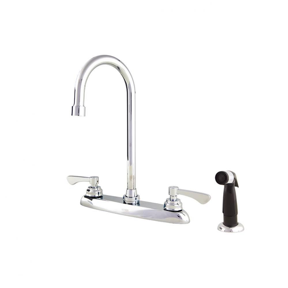 Commercial 2H Kitchen Faucet w/ Gooseneck Spout & Spray 1.75gpm Aeration/2.2gpm Spray Chrome