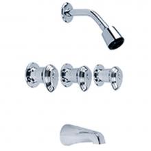 Gerber Plumbing G005850081 - Gerber Hardwater Three Handle Threaded Escutcheon Tub & Shower Fitting with IPS/Sweat Connecti