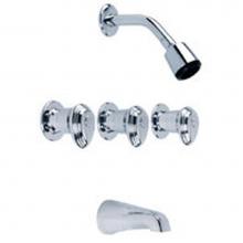 Gerber Plumbing G005851081 - Gerber Hardwater Three Handle Threaded Escutcheon Tub & Shower Fitting with Sweat Connections