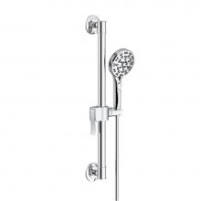 Gerber Plumbing D461424 - SteadyStyle Accented Round ADA Grab Bar/ Slide Bar Assembly with Octette 8 Function Hand Shower 1.