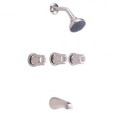 Gerber Plumbing G0748031 - Gerber Classics Three Metal Fluted Handle Threaded Escutcheon Tub & Shower Fitting with Sweat