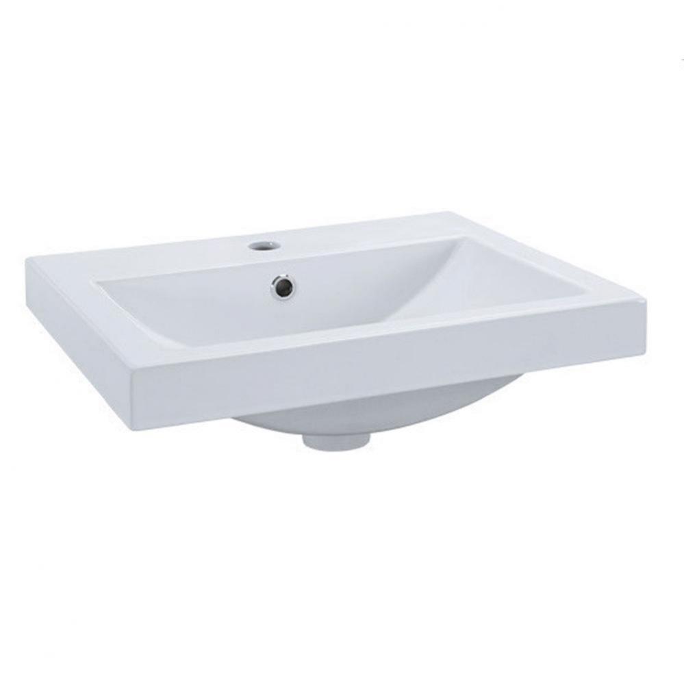 Semi-Recessed Rectangular Vitreous China Vessel - White