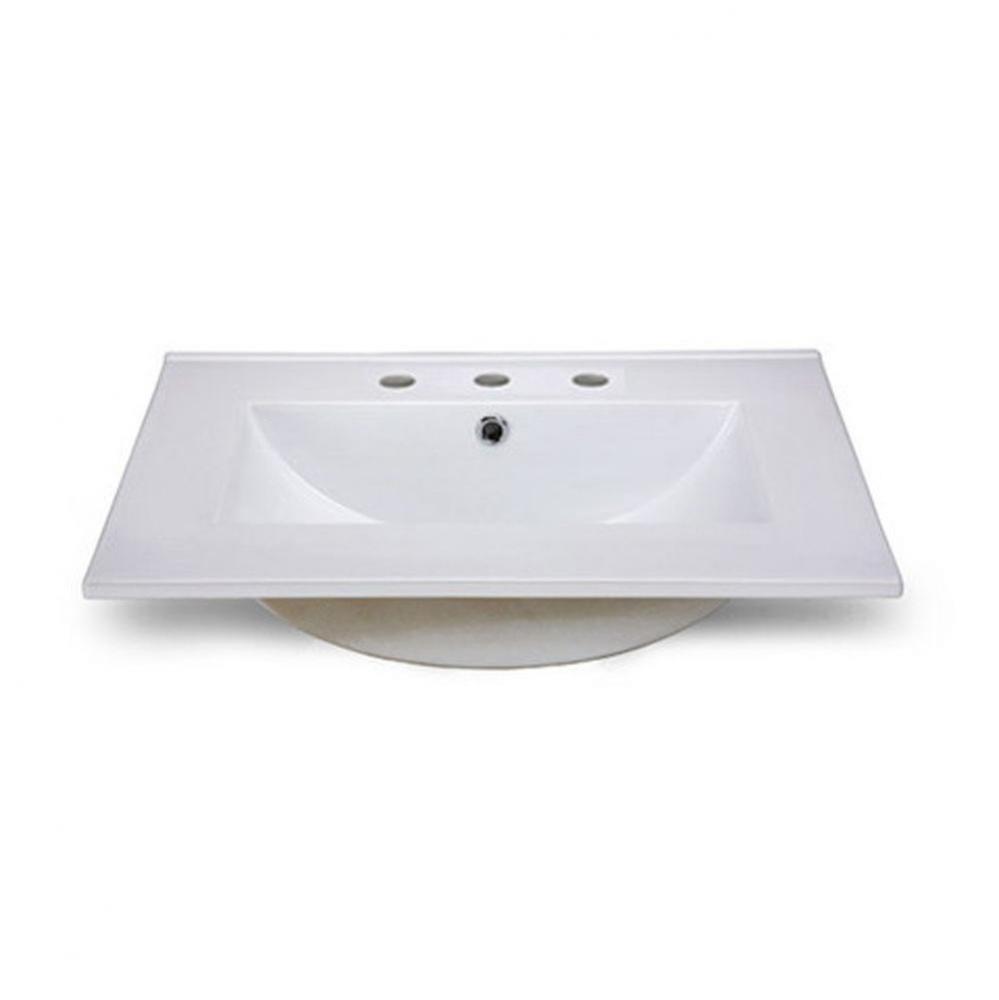 Ceramic Top - 25'' Vitreous China With Rectangular Bowl - White (For 8'' Wides