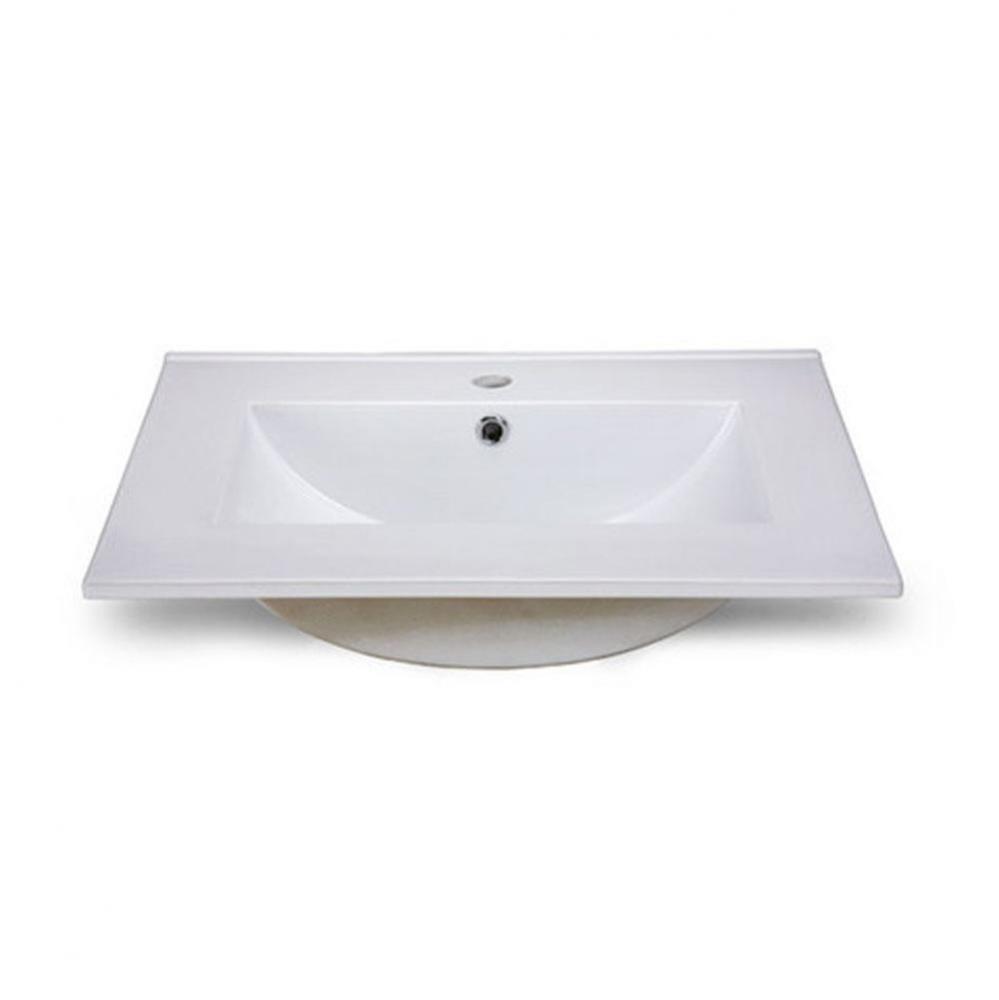 Ceramic Top - 25-inch Vitreous China with Rectangular Bowl - White (for Single-Hole Faucet)