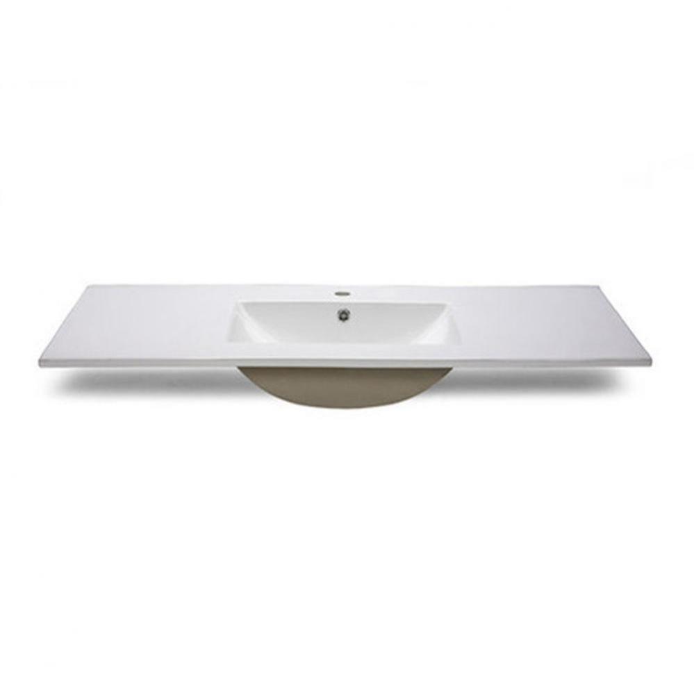 Ceramic Top - 49-inch  Vitreous China with Rectangular Bowl - White (for Single-Hole Faucet)
