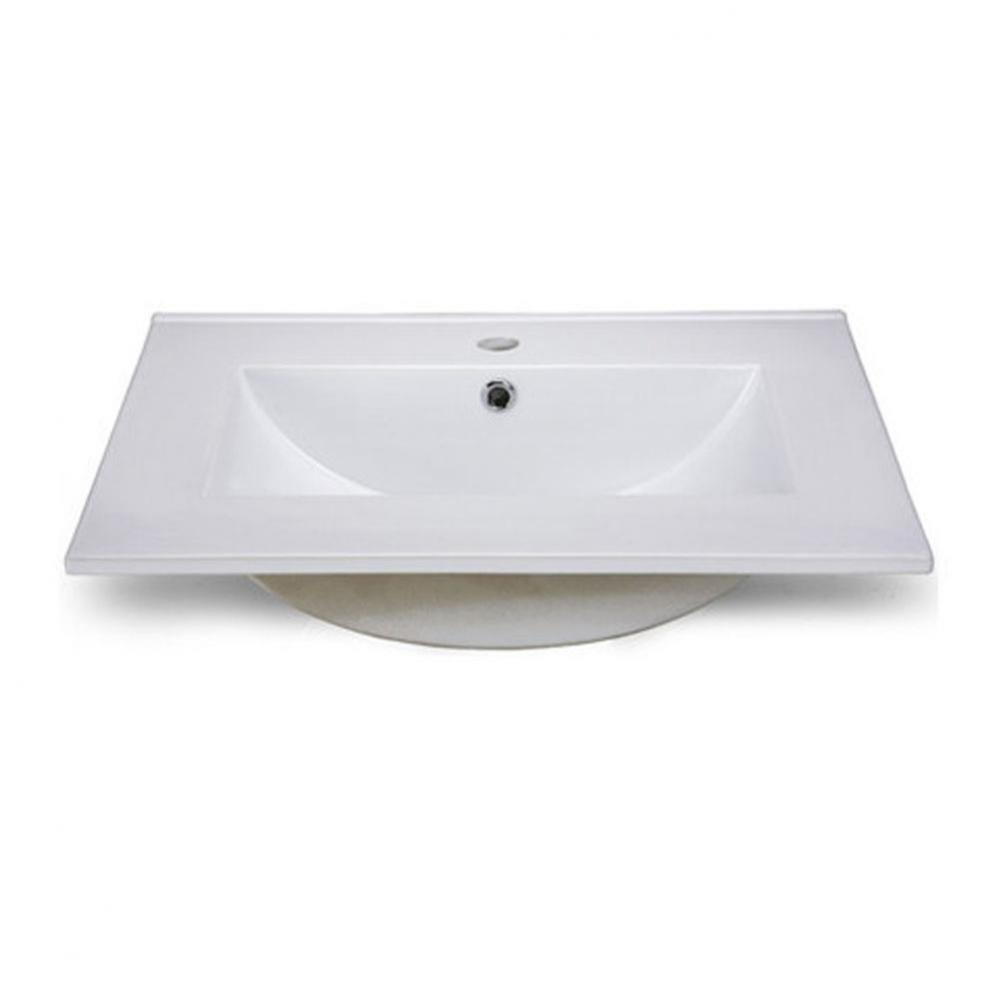 Ceramic Top -  610mm (24-inch) - Vitreous China with Rectangular Bowl  - White