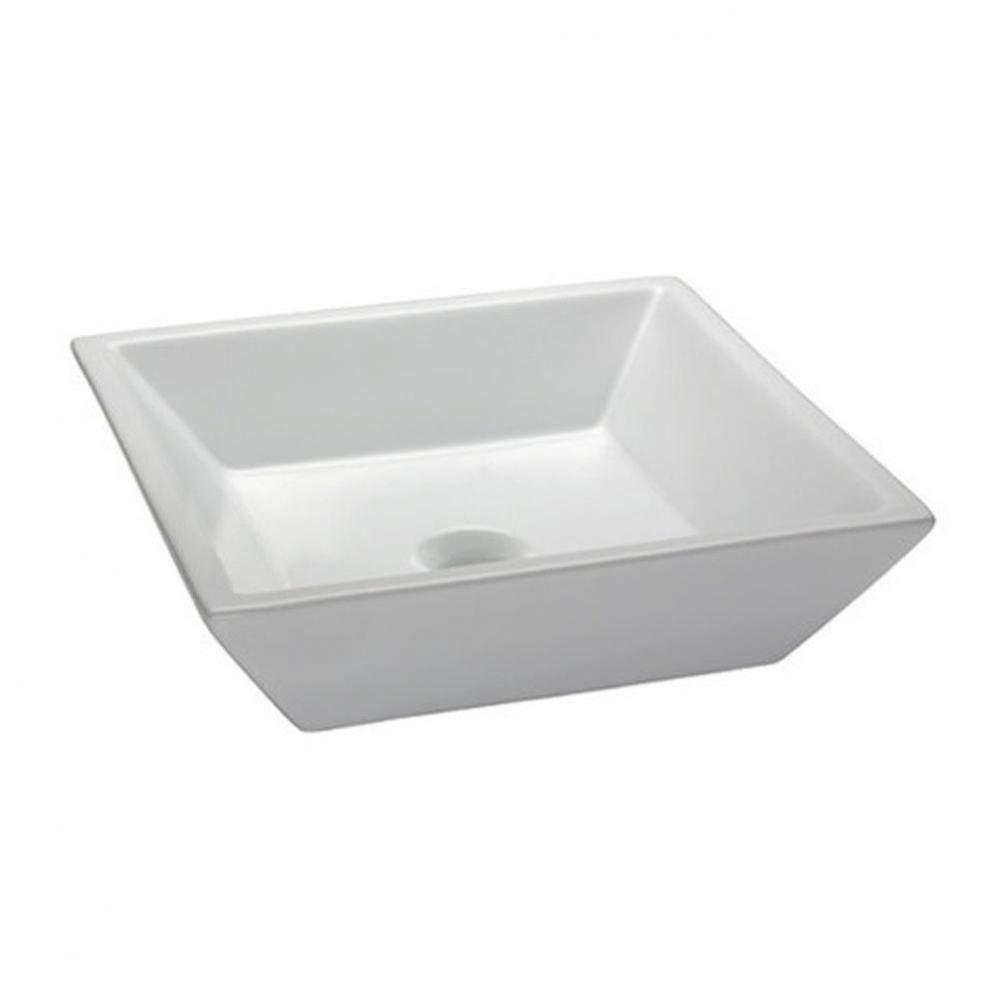 16.2-inch Square Vitreous China Vessel - White