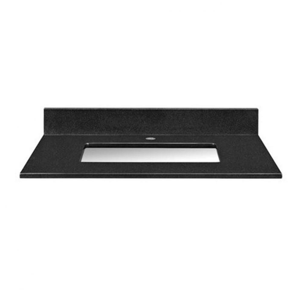 Stone Top - 31'' For Rectangular Undermount Sink - Black Granite With Single Faucet Hole