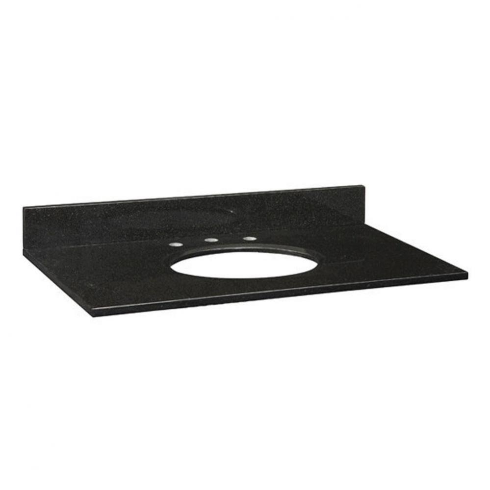 Stone Top - 37'' For Oval Undermount Sink - Black Granite