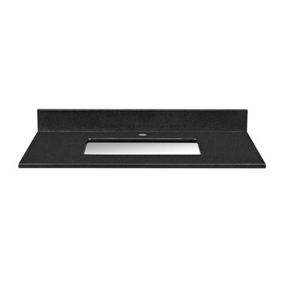 Stone Top - 37'' For Rectangular Undermount Sink - Black Granite With Single Faucet Hole