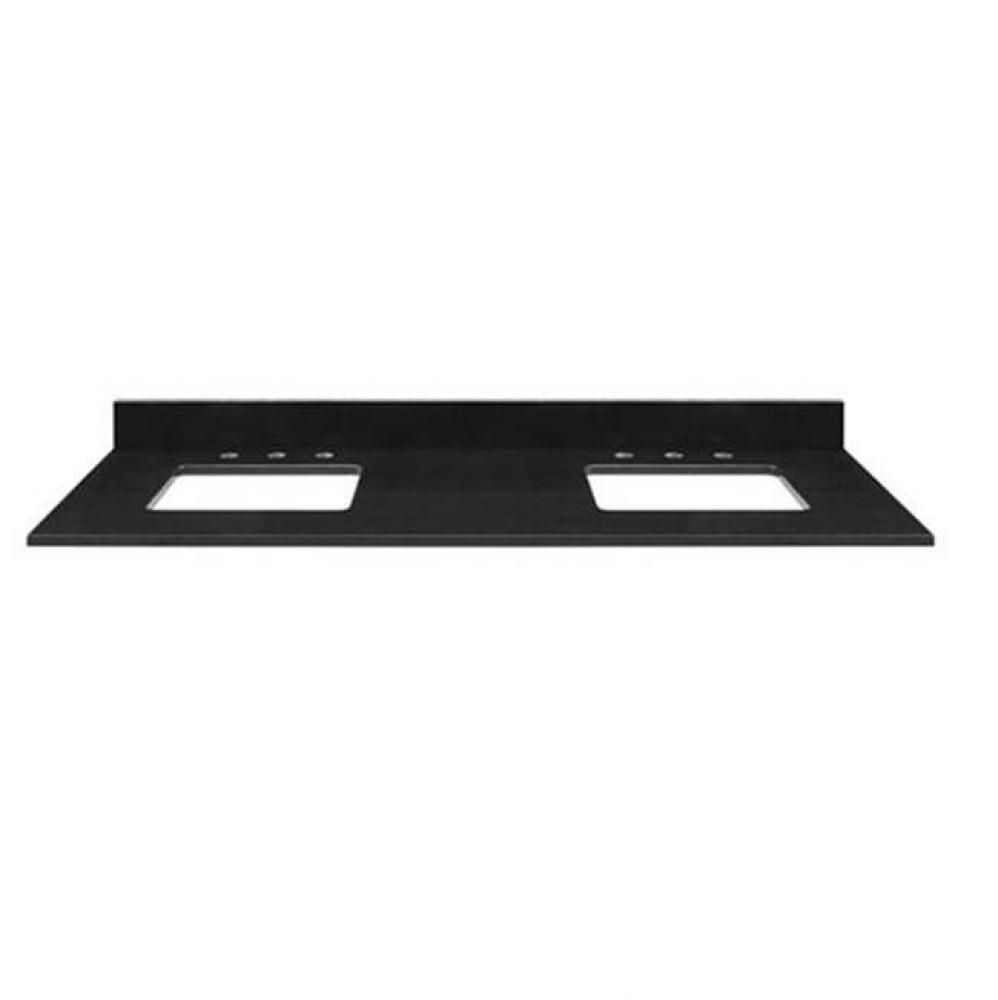 Stone Top - 61'' For Double Rectangular Undermount Sinks - Black Granite