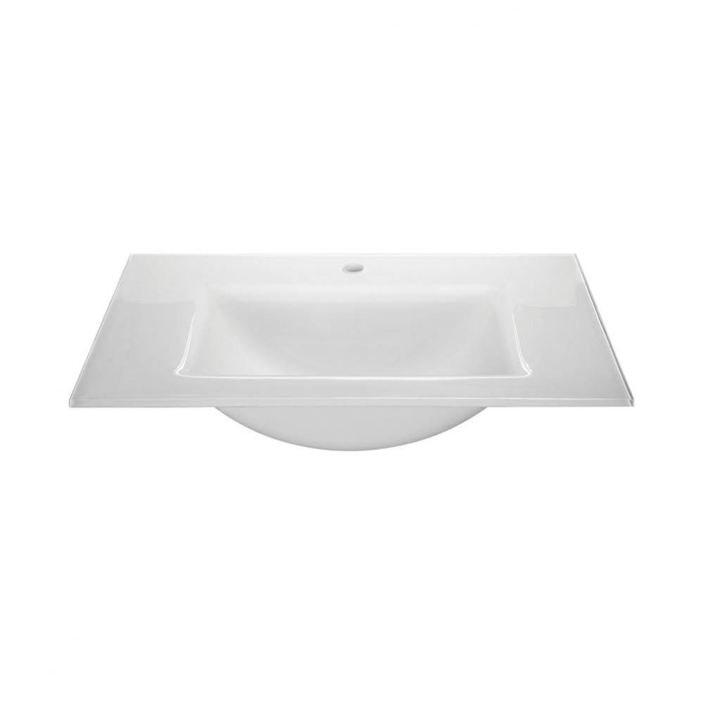Glass Top - 610Mm (24'') With Rectangular Bowl - White
