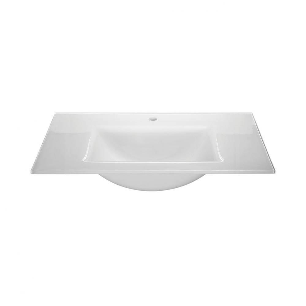 Glass Top - 810mm (31.9-inch) with Rectangular Bowl - White