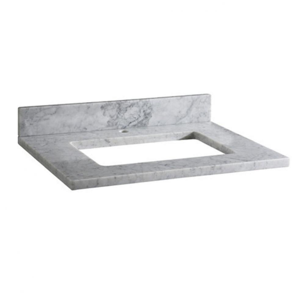 Stone Top - 25'' For Rectangular Undermount Sink - White Carrara Marble With Single Fauc