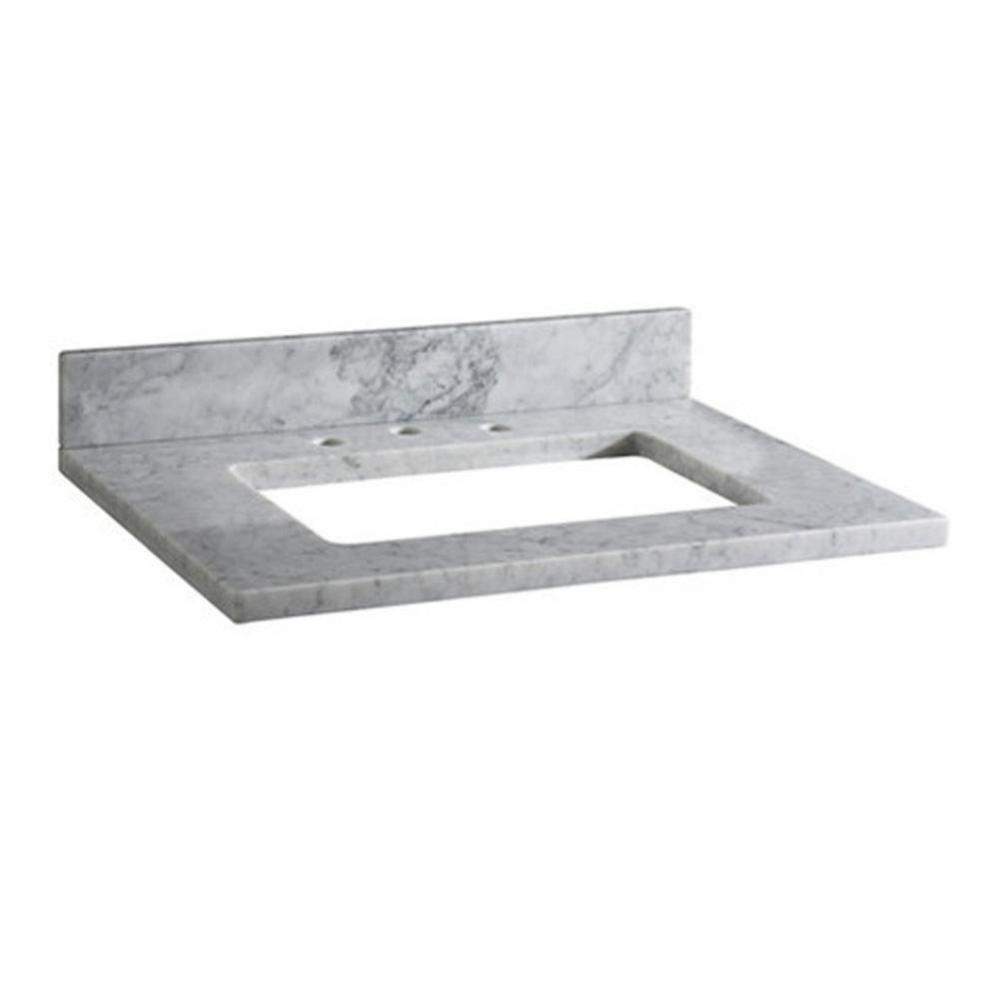 Stone Top - 25'' For Rectangular Undermount Sink - White Carrara Marble