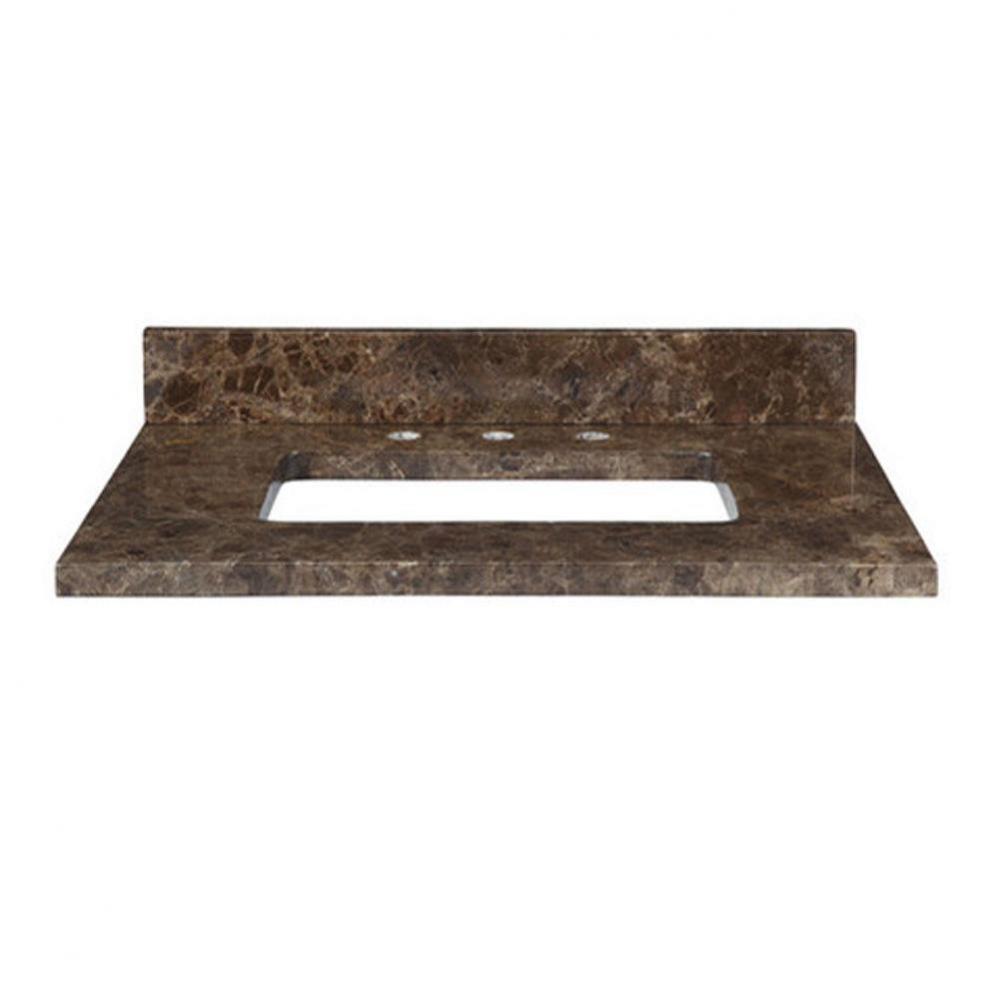 Stone Top - 31'' For Rectangular Undermount Sink - Dark Emperador Marble