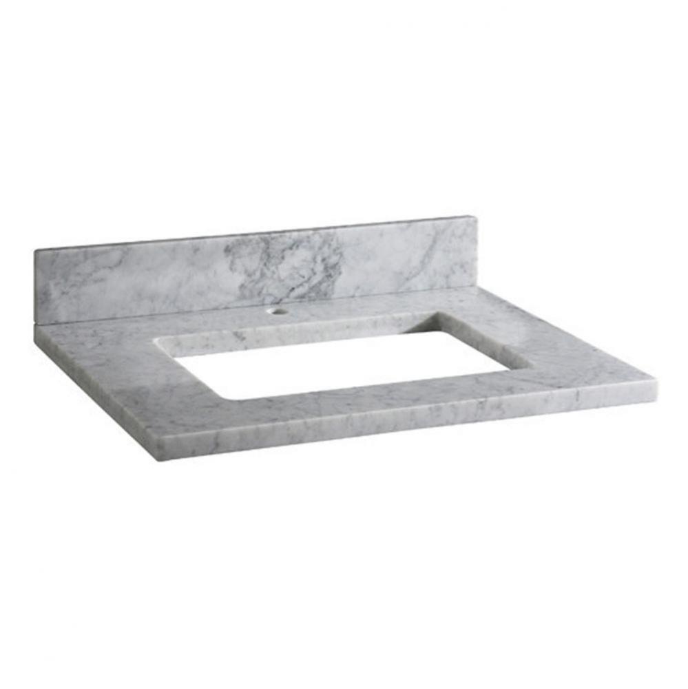 Stone Top - 31'' For Rectangular Undermount Sink - White Carrara Marble With Single Fauc