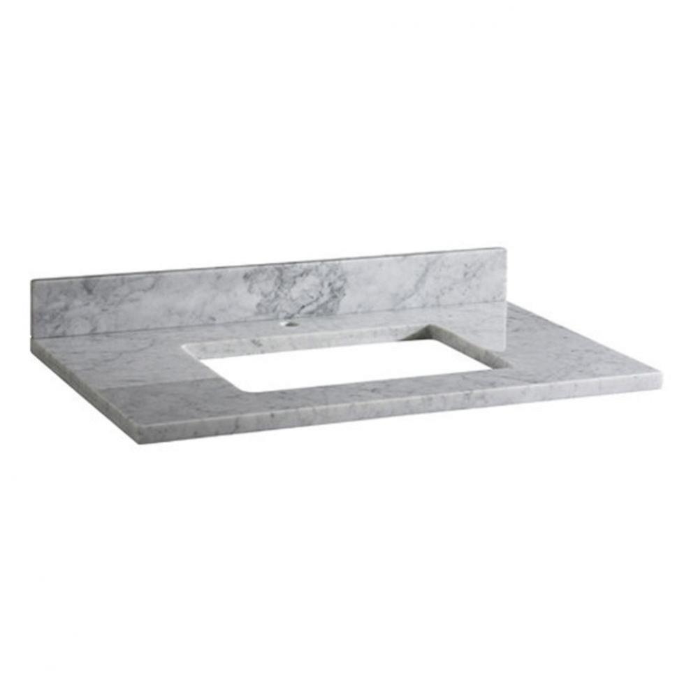 Stone Top - 37'' For Rectangular Undermount Sink - White Carrara Marble With Single Fauc