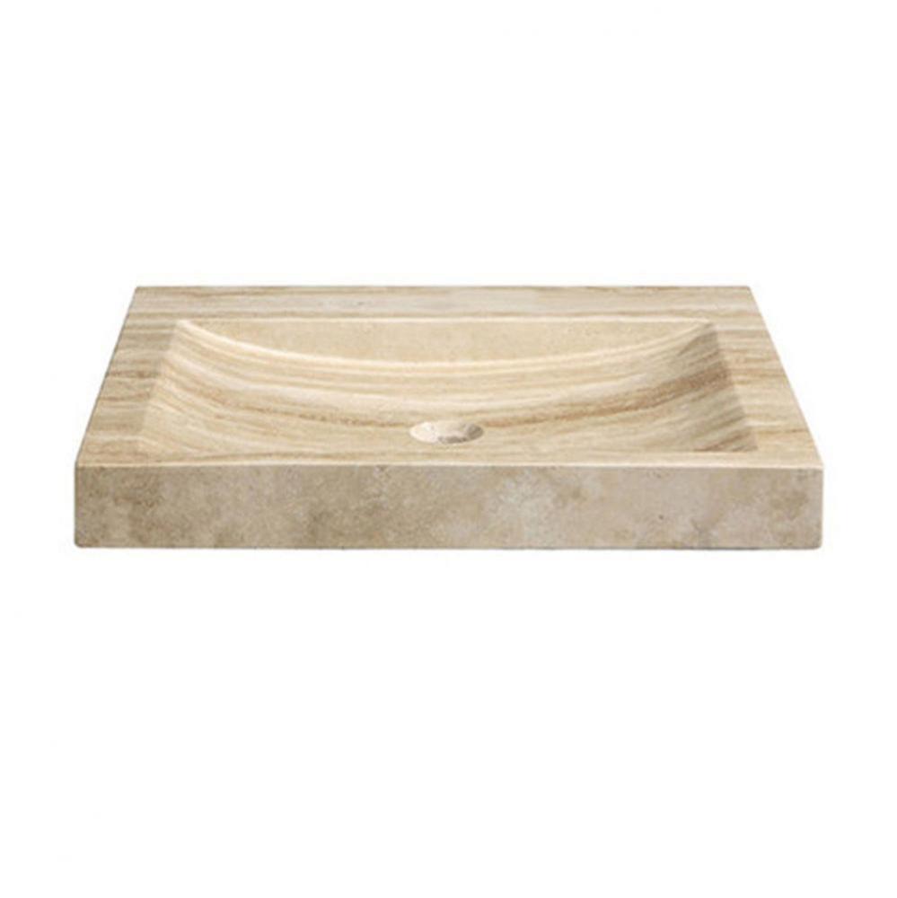 Stone Vanity Top - 24'' Beige Travertine - No Faucet Holes