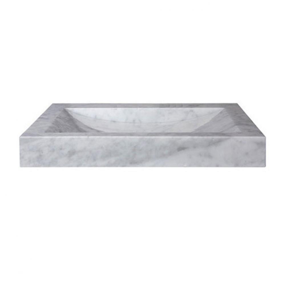 Stone Vanity Top - 24-inch White Carrara Marble - No Faucet Holes