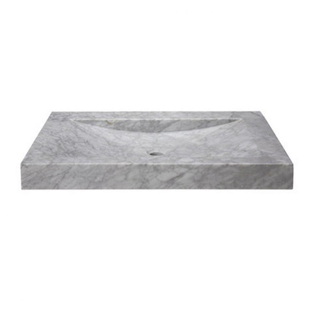 Stone Vanity Top - 30'' White Carrara Marble - No Faucet Holes