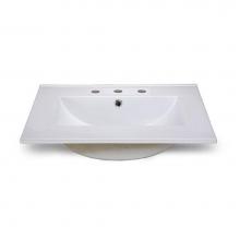 Ryvyr CST250WT-3 - Ceramic Top - 25'' Vitreous China With Rectangular Bowl - White (For 8'' Wides