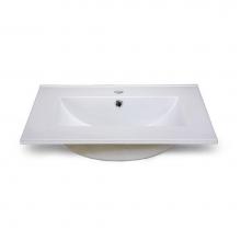 Ryvyr CST250WT - Ceramic Top - 25-inch Vitreous China with Rectangular Bowl - White (for Single-Hole Faucet)