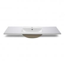 Ryvyr CST490WT - Ceramic Top - 49-inch  Vitreous China with Rectangular Bowl - White (for Single-Hole Faucet)