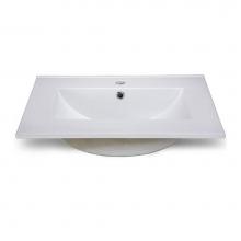Ryvyr CST61MWT - Ceramic Top -  610mm (24-inch) - Vitreous China with Rectangular Bowl  - White