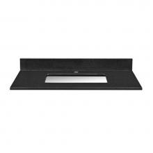 Ryvyr GRUT37RBK-1 - Stone Top - 37'' For Rectangular Undermount Sink - Black Granite With Single Faucet Hole