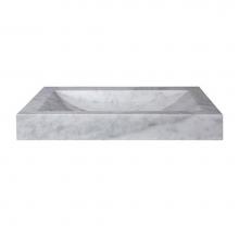 Ryvyr SVT240WTND - Stone Vanity Top - 24-inch White Carrara Marble - No Faucet Holes