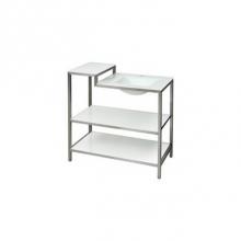 Ryvyr V-ARGUN-36BS - Vanity Console With Integral White Glass Sink and White Glass Shelves