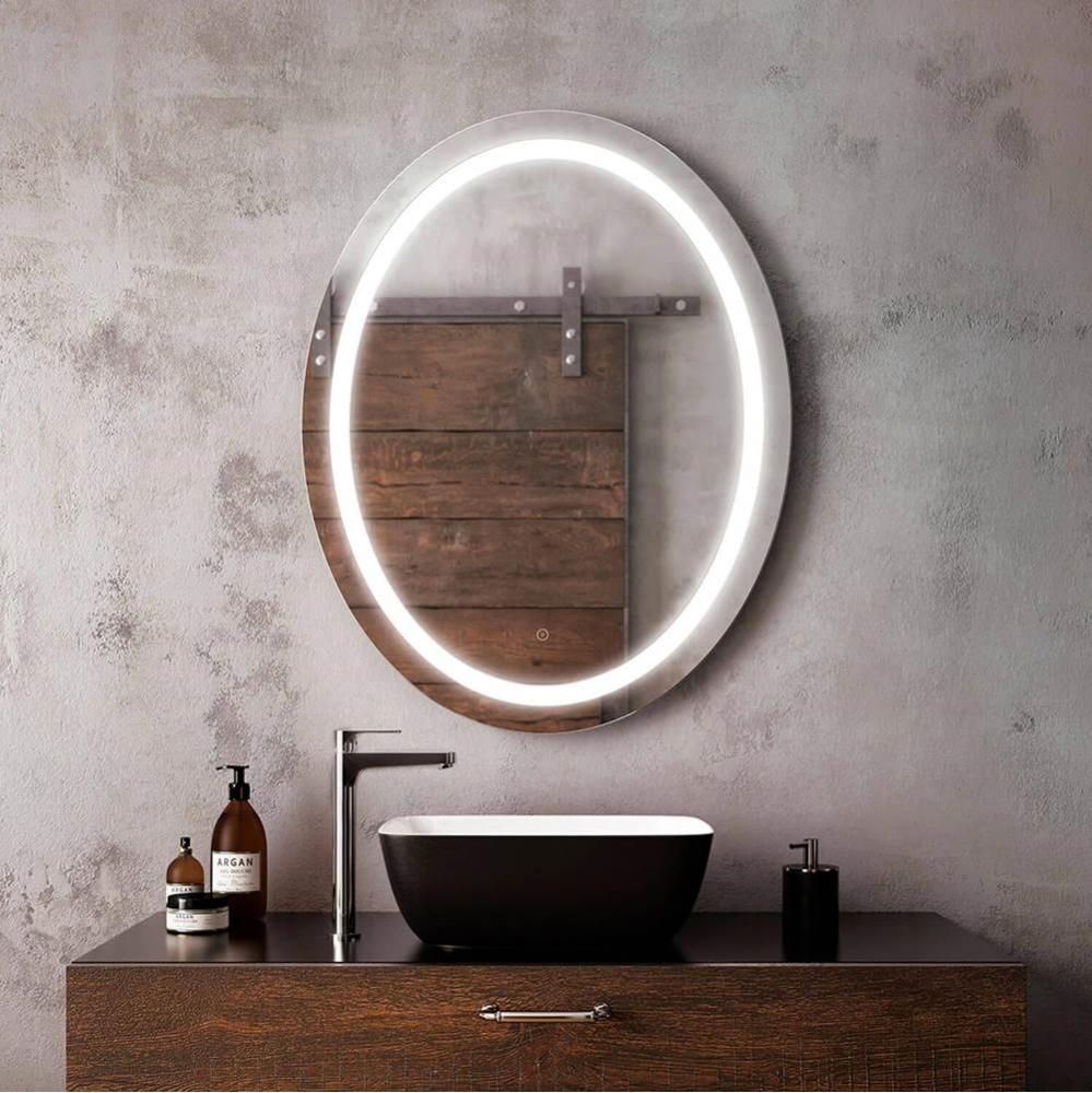 EFFECT Oval LED Lighting Mirror 30 x 38 With Interior Frosted Strip and 2-Tones Touch Switch