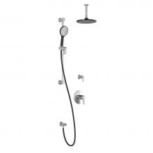 Kalia BF1337-150-001 - KONTOUR™ T2 : Thermostatic Shower System with Vertical Ceiling Arm Black/Chrome