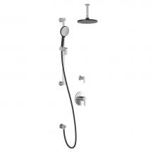 Kalia BF1449-150-001 - KONTOUR™ TG2 : Water Efficient Thermostatic Shower System with Vertical Ceiling Arm Black/Chrome