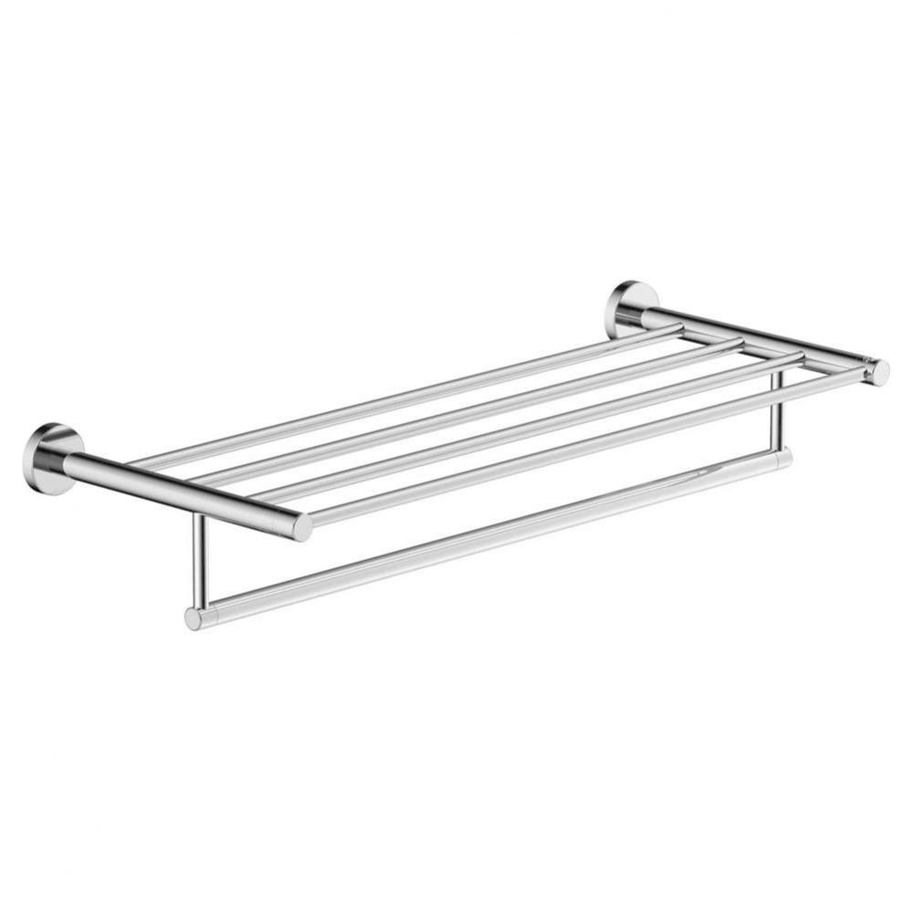 Dia 22 in. Wall-Mounted Towel Shelf with Bar in Polished Chrome