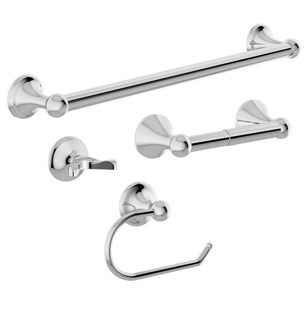 Unity 4-Piece Wall-Mounted Bathroom Hardware Set in Polished Chrome