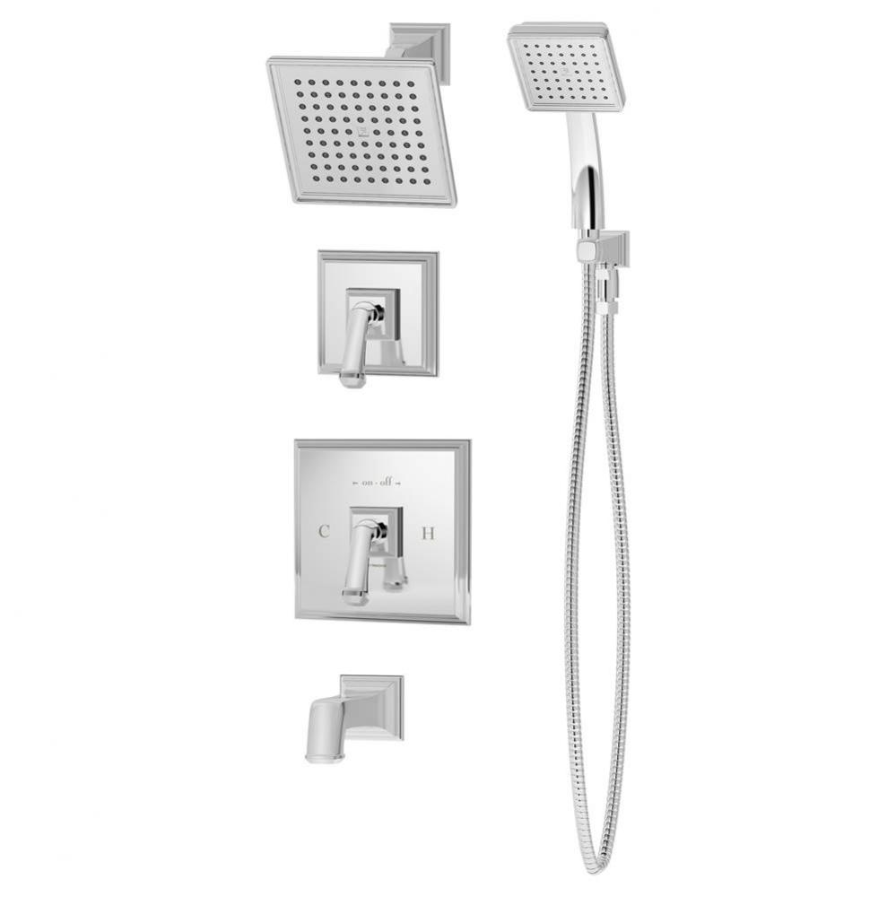 Oxford 2-Handle Tub and 1-Spray Shower Trim with 1-Spray Hand Shower in Polished Chrome (Valves No