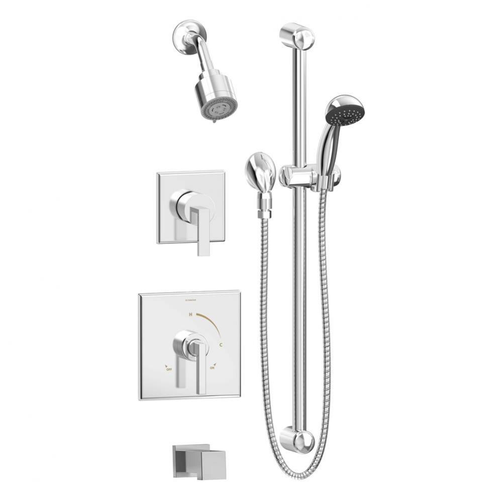 Duro 2-Handle Tub and 3-Spray Shower Trim with 1-Spray Hand Shower in Polished Chrome (Valves Not